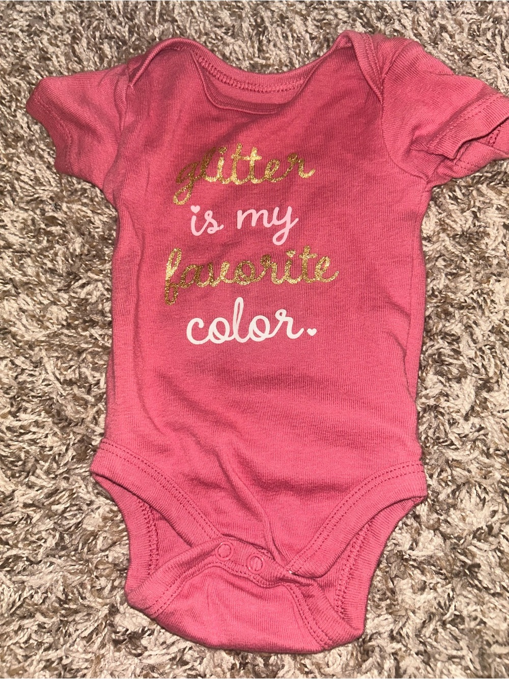 T.J.Maxx Pink One-Piece with Gold Glitter Script